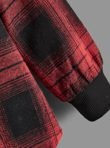 SHEIN 小男童格紋印花連帽襯衫和T恤和運動褲