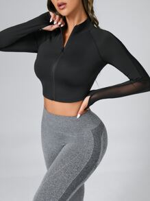 Activina Cazadora deportiva panel con malla agujeros para pulgares - Negro - Ver 5