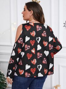 Camiseta con estampado de corazón con abertura - Multicolor - Ver 2