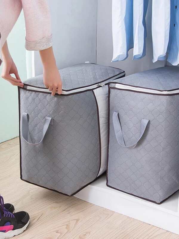 1pc Large Capacity Zipper Visual Quilt Storage Bag, Moistureproof