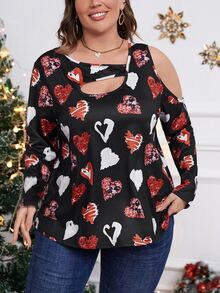 Camiseta con estampado de corazón con abertura - Multicolor - Ver 4