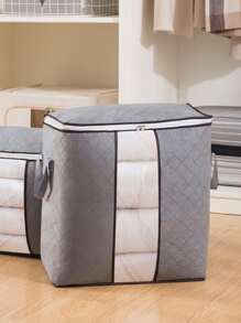 1pc Large Capacity Zipper Visual Quilt Storage Bag, Moisture-proof Storage Cabinet, Clothing Storage Box - Grey - View 3