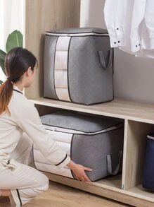 1pc Large Capacity Zipper Visual Quilt Storage Bag, Moisture-proof Storage Cabinet, Clothing Storage Box - Grey - View 5