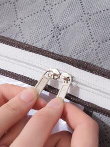 1pc Large Capacity Zipper Visual Quilt Storage Bag, Moisture-proof Storage Cabinet, Clothing Storage Box - Grey - View 6