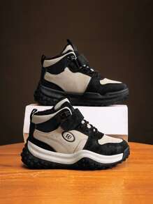 男孩字母圖案魔術貼老爹鞋