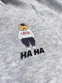 Manfinity Men Cartoon And Letter Graphic Joggers - Light Grey - View 4