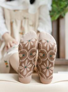 5 雙裝女式復古短襪,壓花設計,宮廷風格 - 彩色 - 查看 10