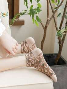 5 雙裝女式復古短襪,壓花設計,宮廷風格 - 彩色 - 查看 8