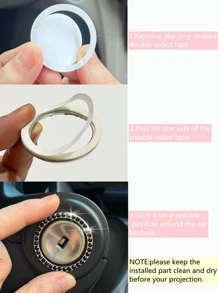 1入組水鑽裝飾車鎖孔裝飾用品圓環 - 黑色 - 查看 3
