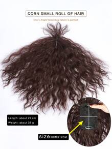 短卷合成纖維頭髮劉海 - Dark Brown - 查看 3