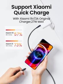 UGREEN 6A 5A C 型超级充电数据线仅适用于华为，兼容 16、16 Pro Max、15、15 Plus、15 Pro、15 Pro Max，兼容小米，兼容 OnePlus 数据线 - 黑色 - 查看 4