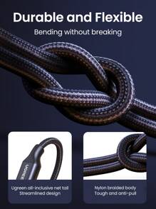 UGREEN 6A 5A C 型超级充电数据线仅适用于华为，兼容 16、16 Pro Max、15、15 Plus、15 Pro、15 Pro Max，兼容小米，兼容 OnePlus 数据线 - 黑色 - 查看 6