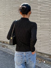 DAZY Áo thun nữ màu trơn Giải trí - màu đen - Xem 2