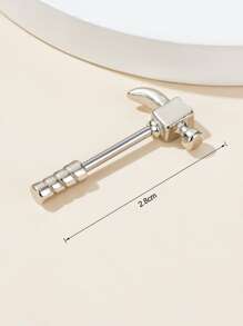 Hammer Design Nipple Ring Stainless Steel Popular Piercing Body Jewelry Gift For Women & Men - Silver - View 3