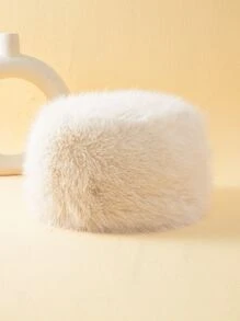 1pc Women's Faux Fox Fur Winter Warm Bucket Hat Suitable For Outdoor Activities And Shopping - Beige - View 3