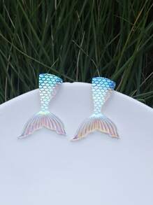 1對魚尾形狀的耳釘 - 淺藍色 - 查看 1