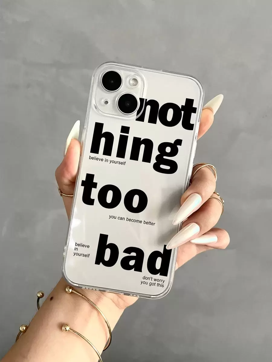 Slogan Graphic Phone Case - Multicolor - View 1