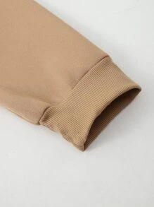 INAWLY 大碼豹紋和心形印花保暖套頭衫 - 卡其色 - 查看 3