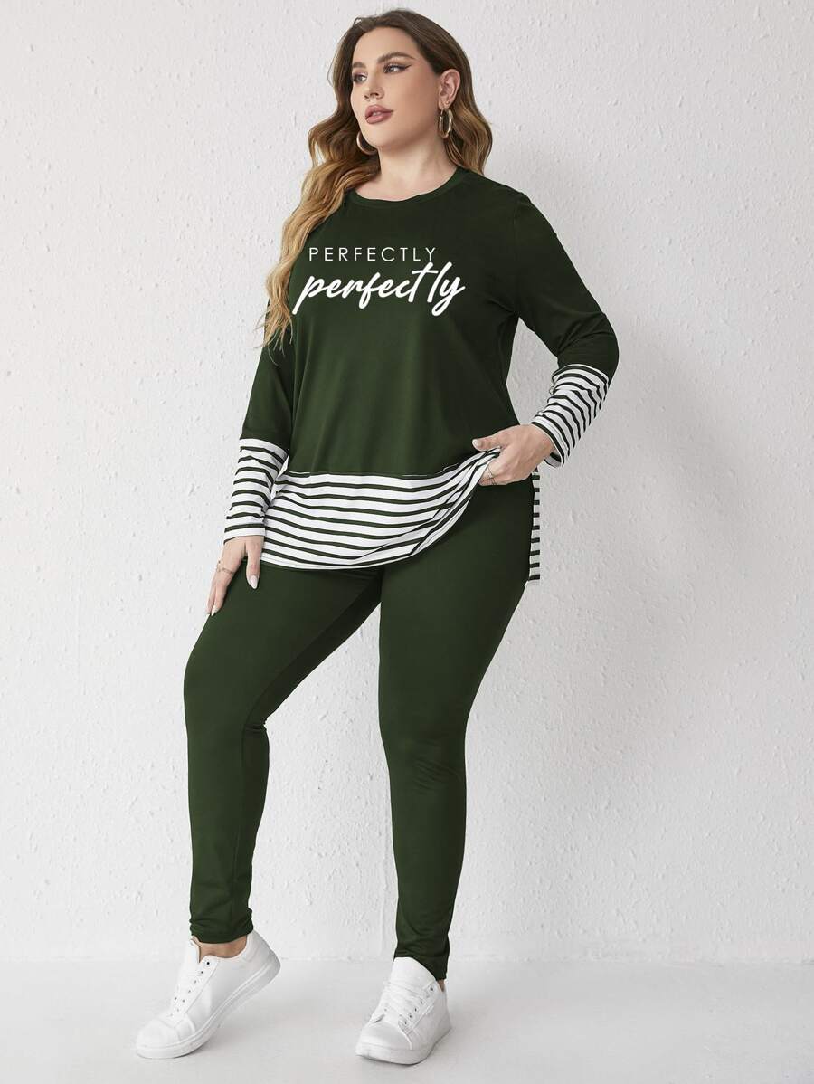 Mulvari Pantalones con camiseta ribete de rayas