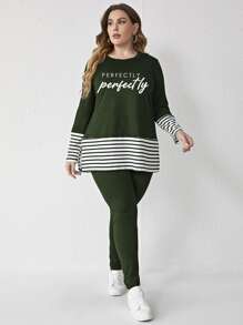 Mulvari Pantalones con camiseta ribete de rayas