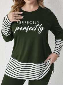 Mulvari Pantalones con camiseta ribete de rayas