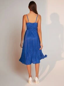 BizChic Pleated Hem Cami Dress Workwear - Royal Blue - View 3