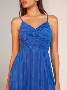 BizChic Pleated Hem Cami Dress Workwear - Royal Blue - View 6