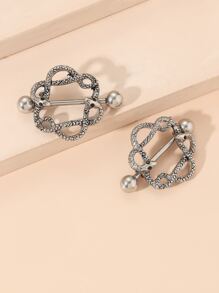 2pcs Snake Decor Nipple Ring - Silver - View 1