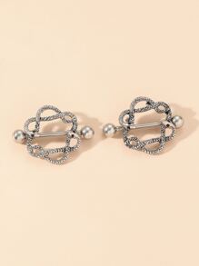 2pcs Snake Decor Nipple Ring - Silver - View 4