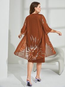 Mulvari Plus Floral Print Fold Pleated Foldover Dress Maxi Women Outfit