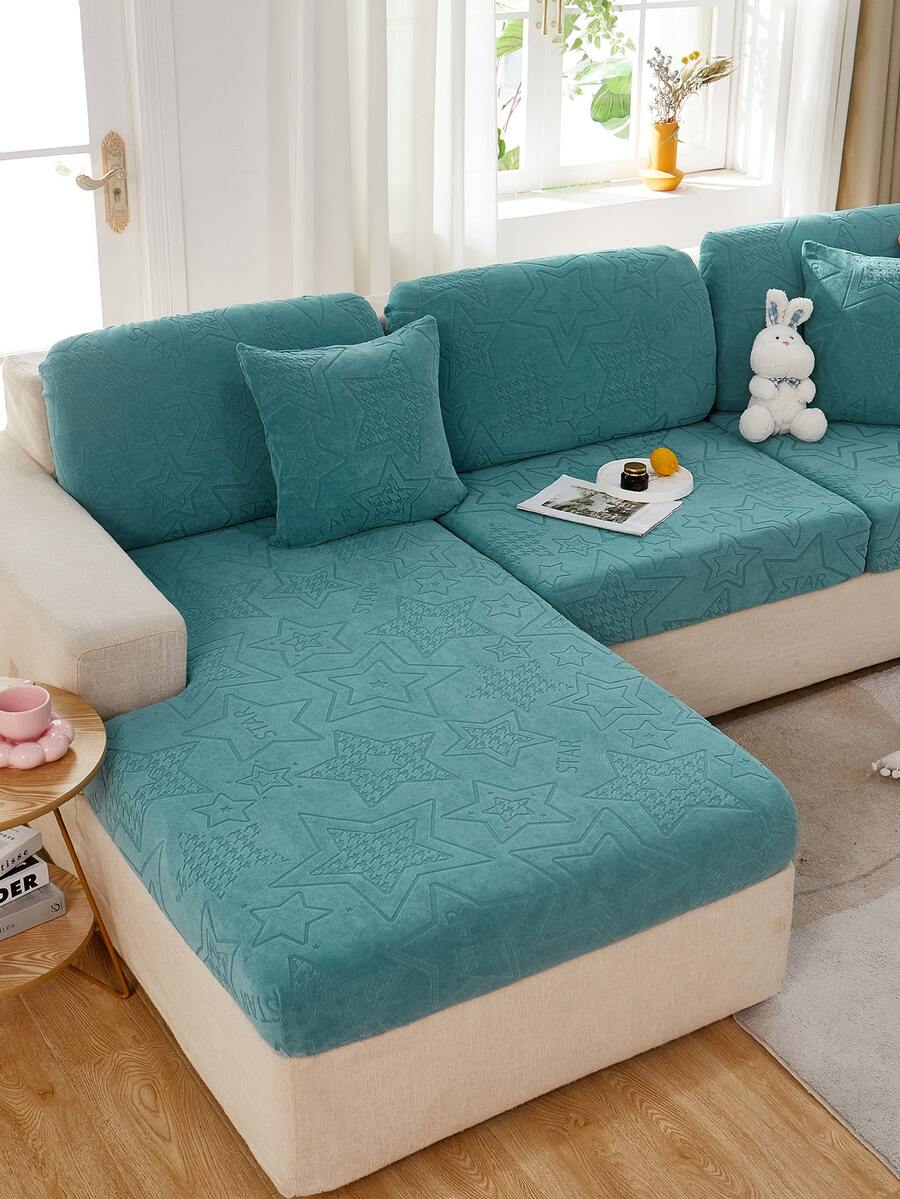 1 pieza Funda de sofá con patrón de estrella elástico - verde menta - Ver 1