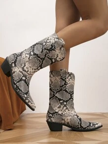 Snakeskin Embossed Western Boots - Multicolor - View 4