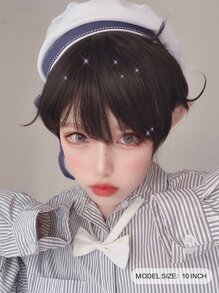 alicegarden 1 Bộ tóc giả ngắn tổng hợp chịu nhiệt màu đen, dài 10 inch, được dệt hoàn toàn bằng máy, trông tự nhiên như thật hàng ngày (Không bao gồm phụ kiện) - màu đen - Xem 4