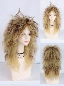 1pc Medium Curly Cosplay Synthetic Wig & 1pc Wig Cap - Multicolor - View 1