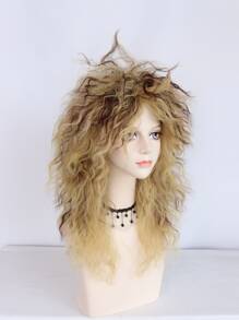 1pc Medium Curly Cosplay Synthetic Wig & 1pc Wig Cap - Multicolor - View 4