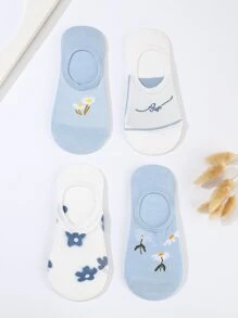 4雙印花船襪 - 彩色 - 查看 1