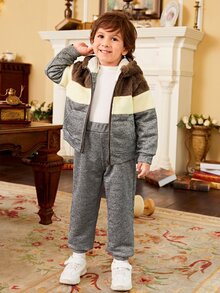 Toddler Boys Colour Block Hoodie & Joggers - Multicolor - View 3