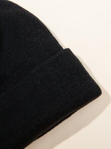 Hombres unicolor Gorro cuff con pañuelo infinito & Guantes - Negro - Ver 4