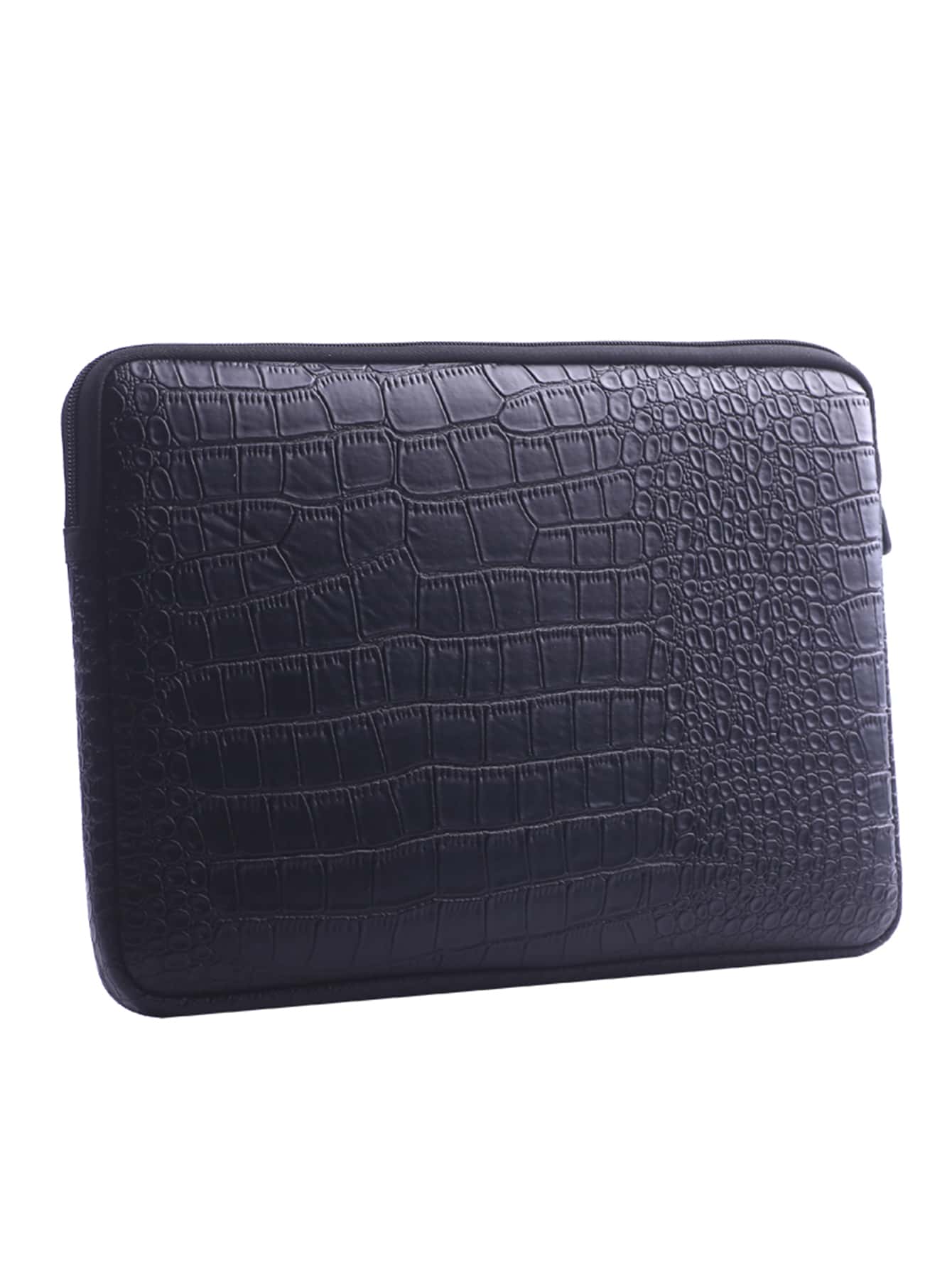 1pc 13.3 Inch Crocodile Embossed Laptop Bag - Black - View 1