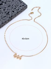 水鑽裝飾字母墜飾項鍊 - 金黃色 - 查看 3