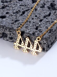 水鑽裝飾字母墜飾項鍊 - 金黃色 - 查看 4