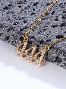 水鑽裝飾字母墜飾項鍊 - 金黃色 - 查看 5