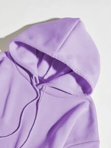 SHEIN EZwear Plus Size Butterfly Print Long Sleeve Hoodie Sweatshirt - Purple - View 3