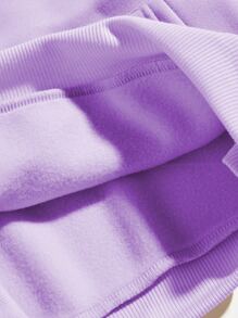 SHEIN EZwear Plus Size Butterfly Print Long Sleeve Hoodie Sweatshirt - Purple - View 4