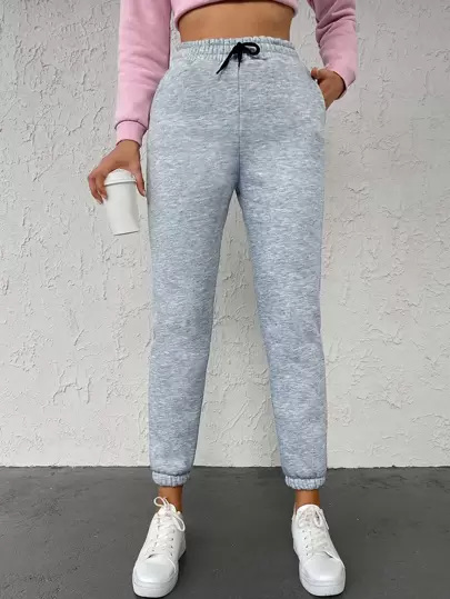 RueChic Drawstring Waist Slant Pocket Joggers