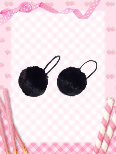 2pcs Pom Pom Decor Hair Tie Cute Valentines Ponytail Holders Hair Elastics Hair Rubber Bands Scrunchies Hair Rope Elastic Hair Tie