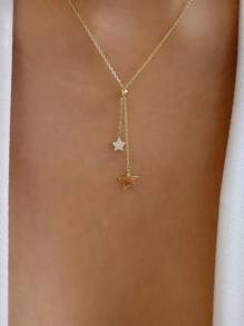水鑽星形墜飾Y字項鍊 - 金黃色 - 查看 1