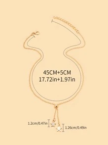 水鑽星形墜飾Y字項鍊 - 金黃色 - 查看 3