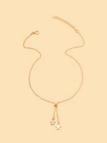 水鑽星形墜飾Y字項鍊 - 金黃色 - 查看 4
