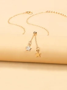 水鑽星形墜飾Y字項鍊 - 金黃色 - 查看 5